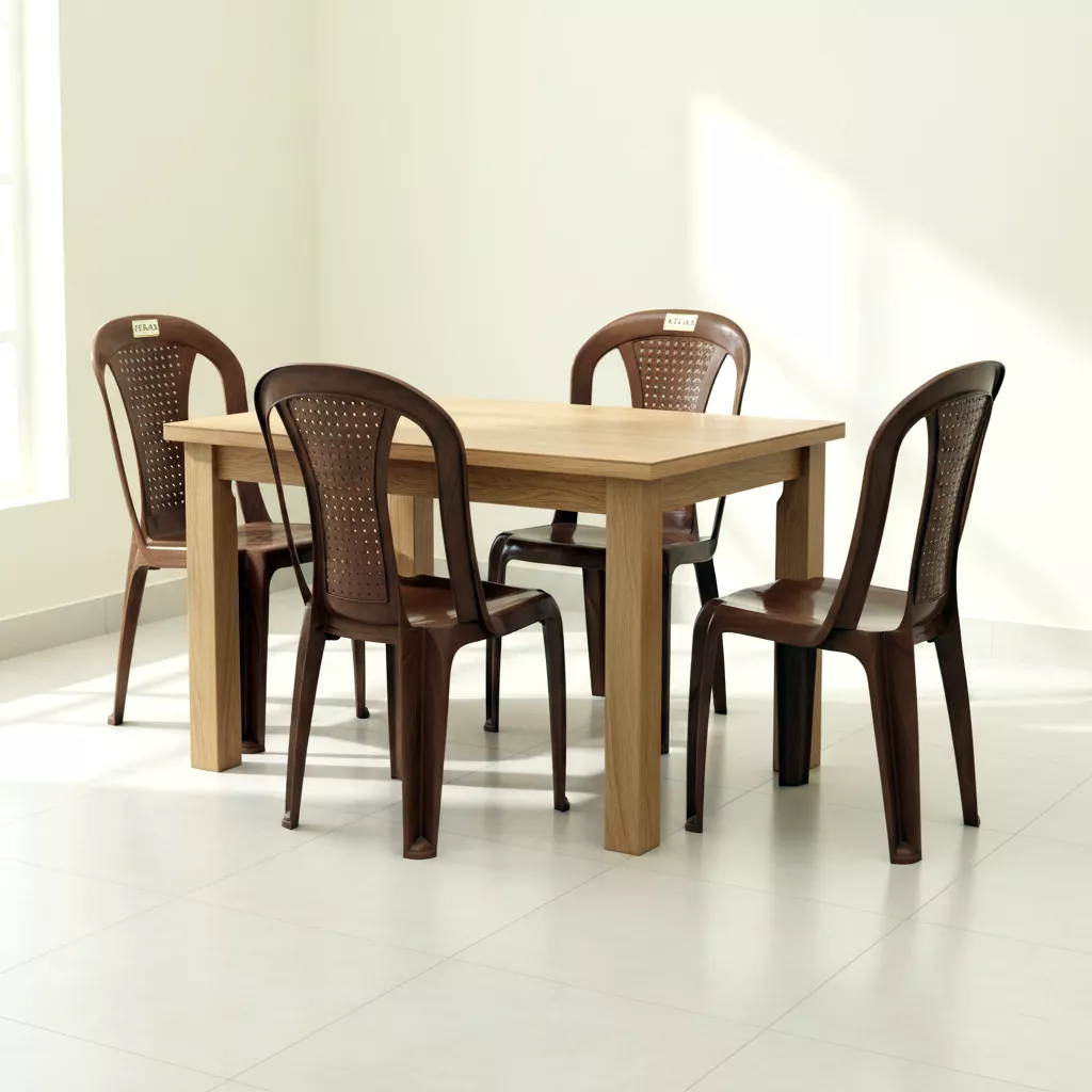 Chair for Home Atlas Brown Plastic Armless Chair Modern 1 Pc