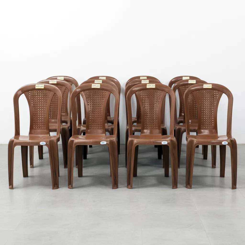 Chair for Home Atlas Brown Plastic Armless Chair Modern 1 Pc