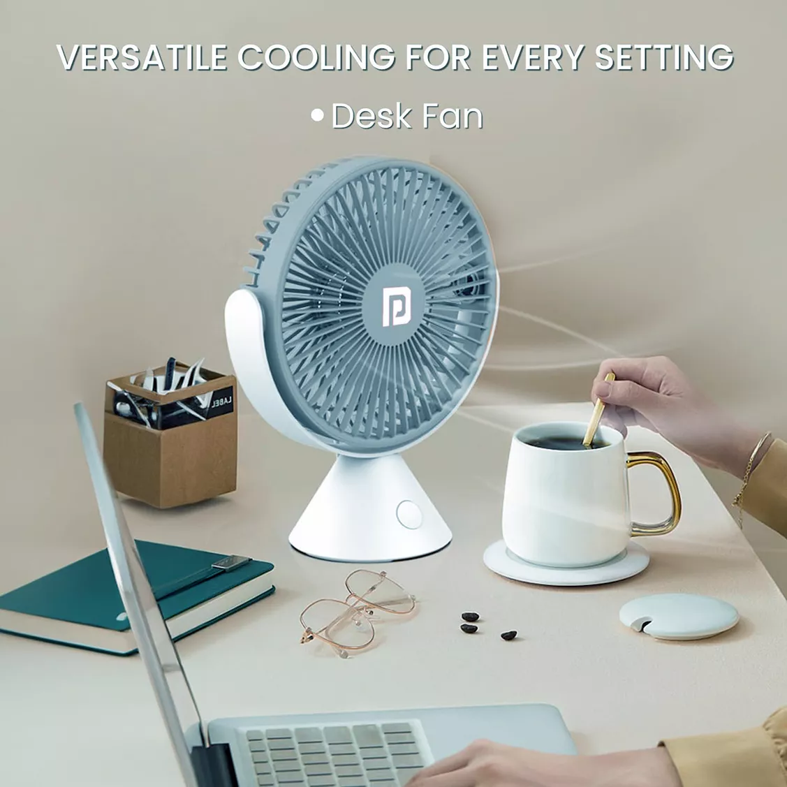 Portable Table Fan for Office Portronics Aero Breeze USB Rechargeable Fan