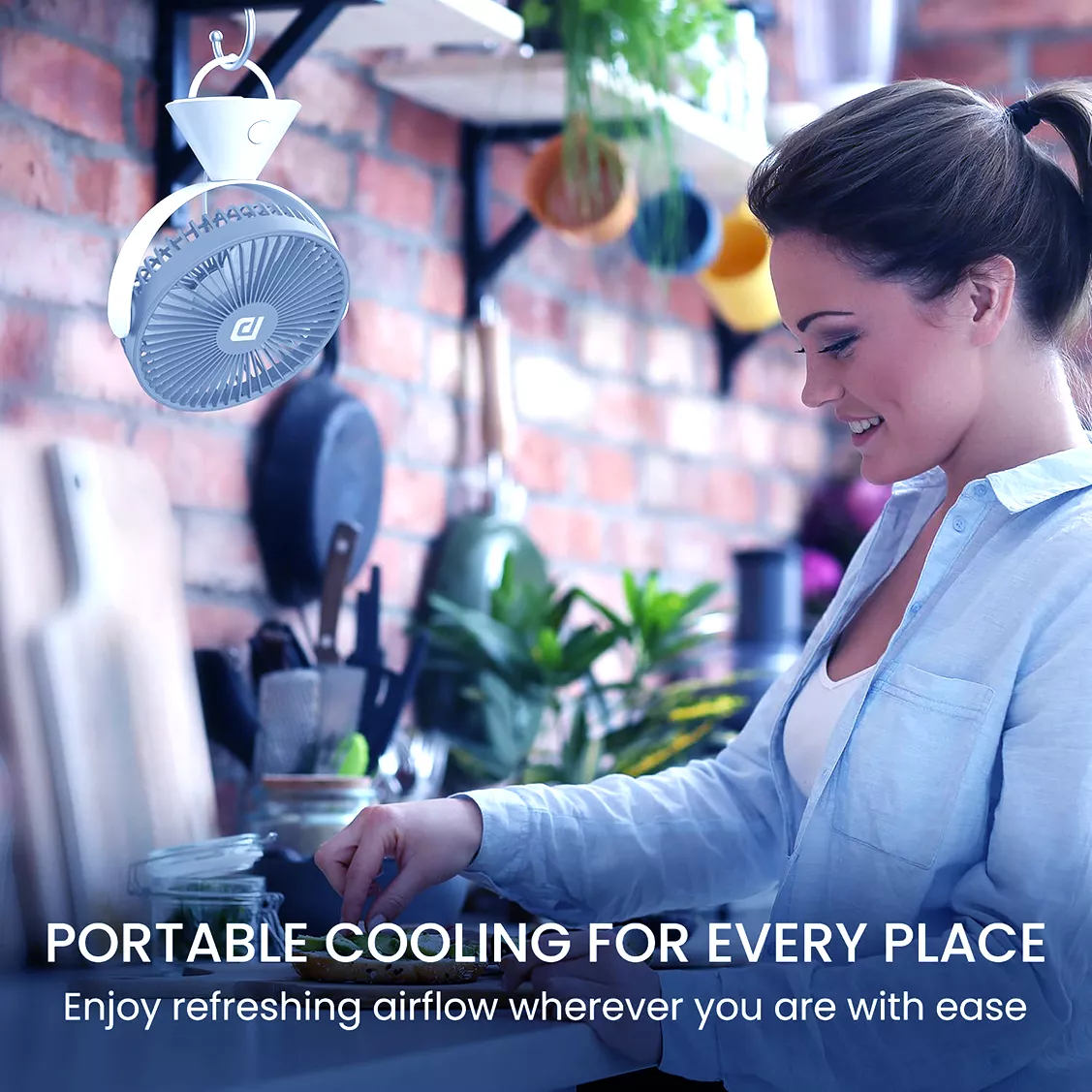 Portable Table Fan for Office Portronics Aero Breeze USB Rechargeable Fan