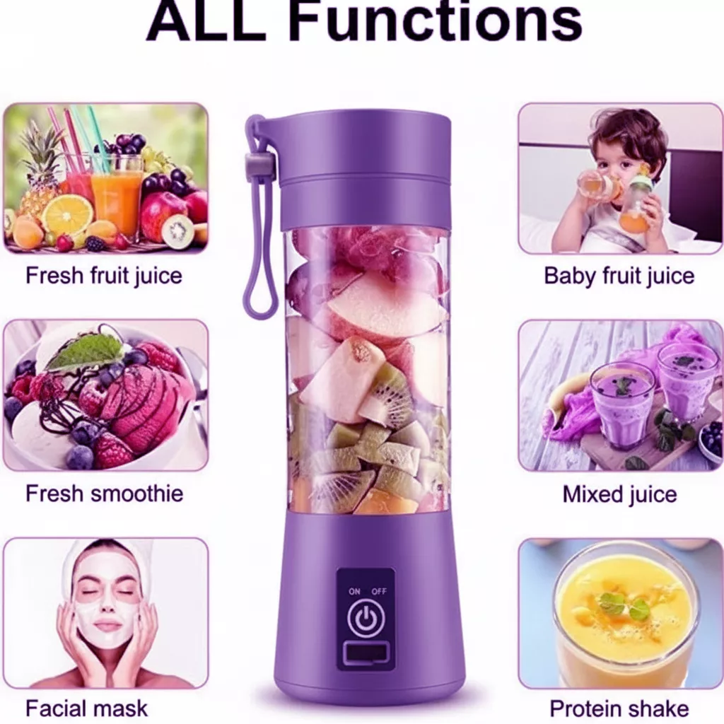 Blender Mixer Generic Portable USB Rechargeable 380ml Bottle